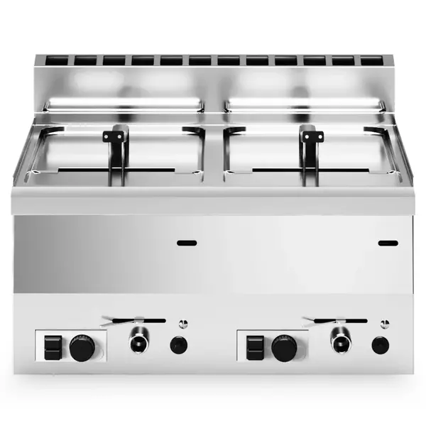 Friteuse | FUN 600 | Aard-/Propaangas | 8+8L | ≤190°C | 13.6kW | Aftapkranen | Piëzo Ontsteking | 600x600x410(h)mm