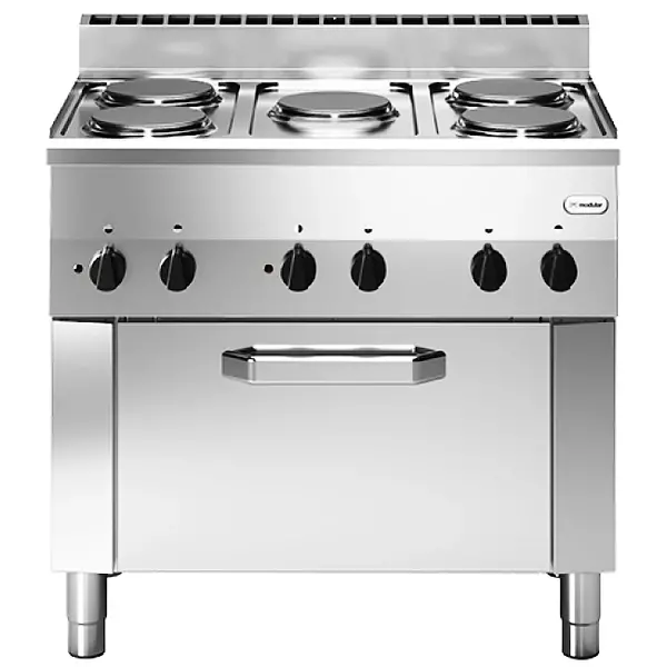 Fornuis + Heteluchtoven | FUN 600 | Elektrisch | 5 Kookpunten (Ø220) + Oven (1/1 GN) | 13kW (400V) | 900x600x859/957(h)mm