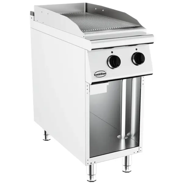 Bak-/Grillplaat | BASE 900 | Elektrisch | Gegroefd Oppervlak 392x670 (RVS) | 50°C/300°C | 6kW (400V) | Open Onderkast | 400x900x900(h)mm