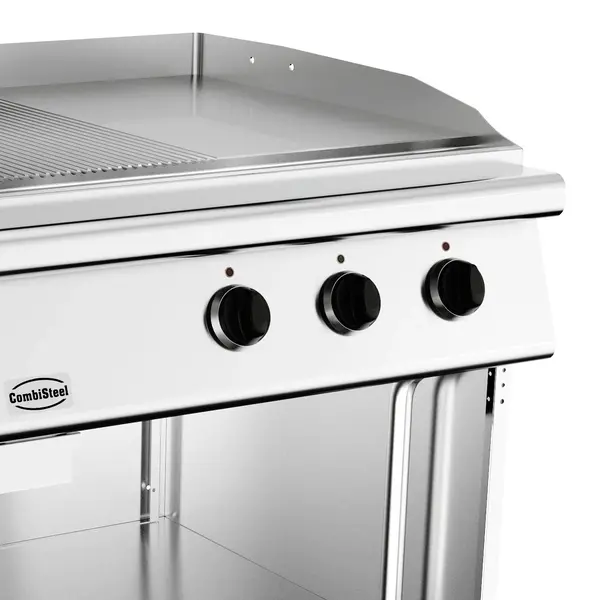 Bak-/Grillplaat | BASE 900 | Elektrisch | Glad/Gegroefd Oppervlak 792x670 (RVS) | 50°C/300°C | 12kW (400V) | Open Onderkast | 800x900x900(h)mm