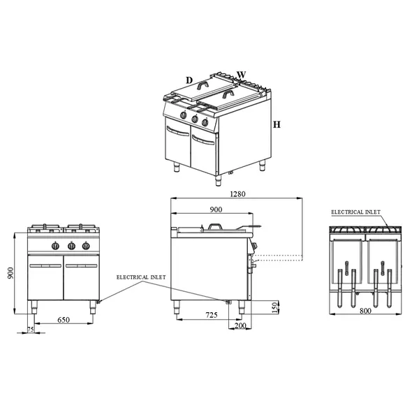 Friteuse | BASE 900 | Elektrisch | 22+22L | 36kW (400V) | Aftapkranen | 800x900x900(h)mm