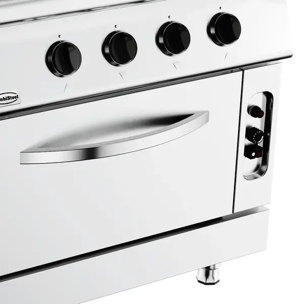 Fornuis + Oven | BASE 900 | Gas | 4 Branders (4x 8.5kW) + 2/1 GN Oven (6kW) | Waakvlam/Piëzo | 800x900x900(h)mm