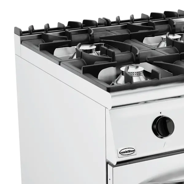 Fornuis + Oven | BASE 900 | Gas | 4 Branders (4x 8.5kW) + 2/1 GN Oven (6kW) | Waakvlam/Piëzo | 800x900x900(h)mm