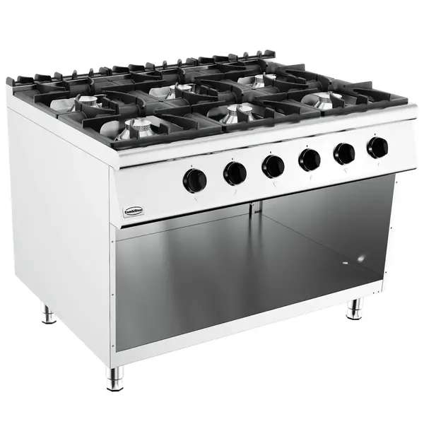 Fornuis | BASE 900 | Gas | 6 Branders (6x 8.5kW) | Waakvlam | Open Onderkast | 1200x900x900(h)mm