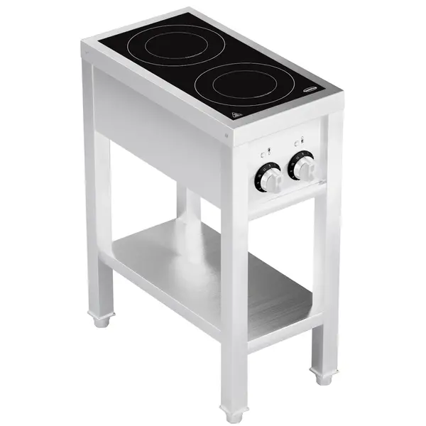 Inductiefornuis | 2 Kookpunten | 7kW (400V) | Open Onderstel | 355x655x875(h)mm