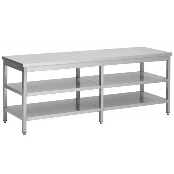 Werktafel | RVS | Dubbel Bodemschap | Diepte 800 | Hoogte 900 | Breedte 700-2800 | Zelfmontage