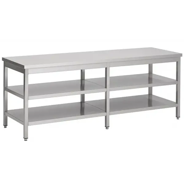 Werktafel | RVS | Dubbel Bodemschap | Diepte 700 | Hoogte 900 | Breedte 700-2900 | Zelfmontage