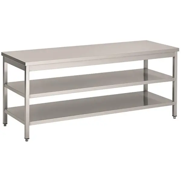 Werktafel | RVS | Dubbel Bodemschap | Diepte 600 | Hoogte 900 | Breedte 700-2900 | Zelfmontage