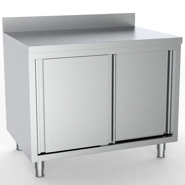 Werkbank | ESSENTIAL | RVS | Schuifdeuren | Diepte 600 | Hoogte 850 | Breedte 1000-2000 | Achteropstand