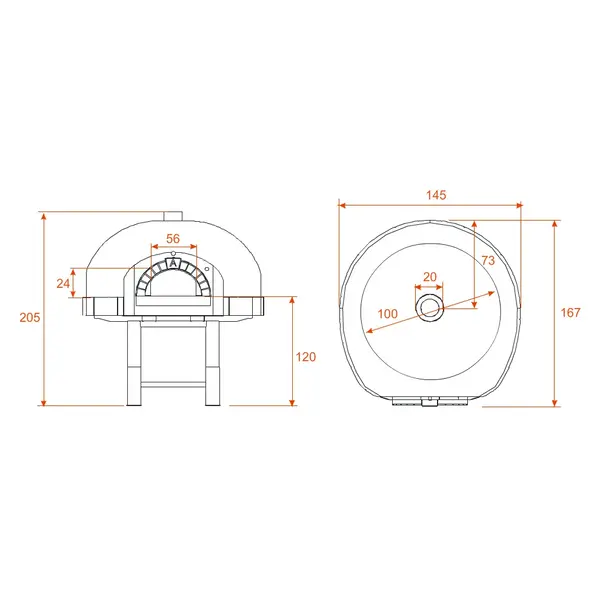 Pizzaoven | SERIE DK (SILICONE) | Hout | 4x Ø30cm | Div. Kleuren | Incl. Onderstel | 1450x1670x2050(h)mm