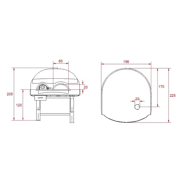 Pizzaoven | SERIE DVK | Hout | 9x Ø30cm | Div. Kleuren/Designs | Incl. Onderstel | 1960x2250x2050(h)mm