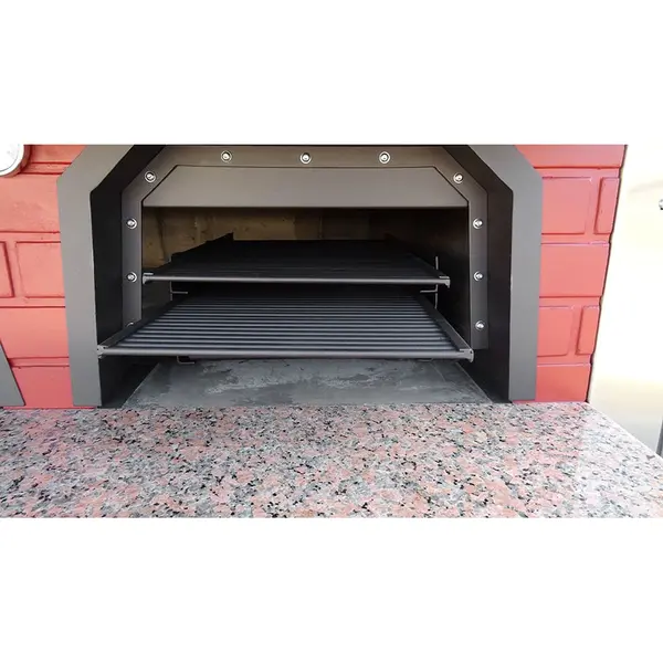 Pizzaoven + Barbecue | SERIE DFB | Hout | 6x Ø30cm + BBQ (40x50cm) | Incl. Onderstel | 2020x1700x2000(h)mm