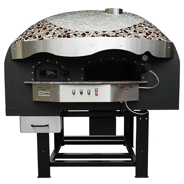 Roterende Pizzaoven | SERIE DRK (MOSAIC) | Hout | 9x Ø30cm | 230V | Div. Kleuren/Designs | Incl. Onderstel | 1960x2150x2050(h)mm