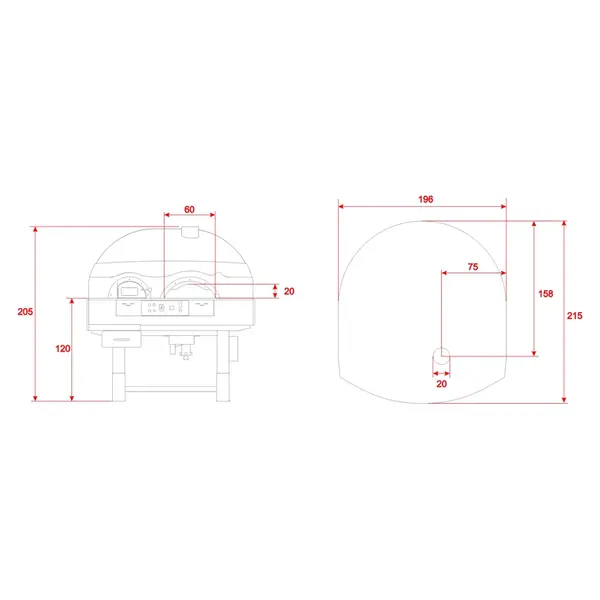 Roterende Pizzaoven | SERIE DRK (SILICONE) | Hout | 9x Ø30cm | Div. Kleuren | 230V | Incl. Onderstel | 1960x2150x2050(h)mm