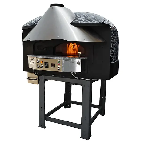 Roterende Pizzaoven | SERIE MIX-RK (MOSAIC) | Gas/Hout | 4x Ø30cm | 22kW | 230V | Div. Kleuren/Designs | Incl. Onderstel | 1450x1520x1860(h)mm