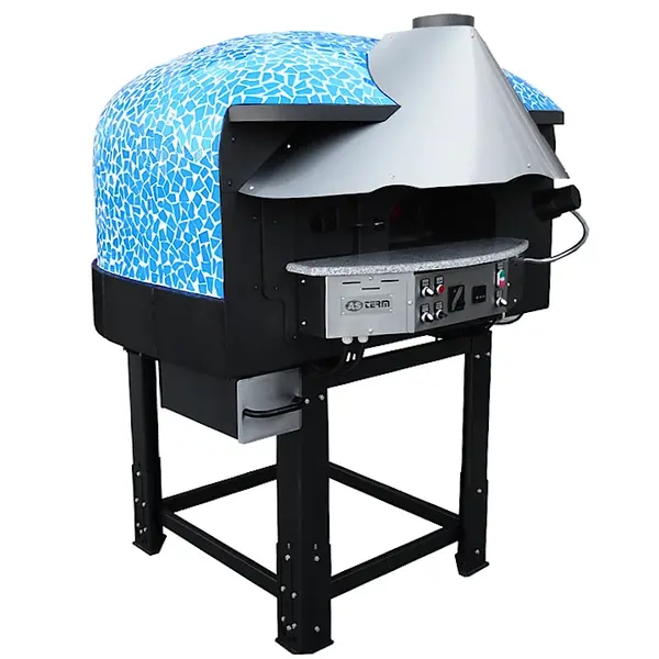 Roterende Pizzaoven | SERIE MIX-RK (MOSAIC) | Gas/Hout | 4x Ø30cm | 22kW | 230V | Div. Kleuren/Designs | Incl. Onderstel | 1450x1520x1860(h)mm
