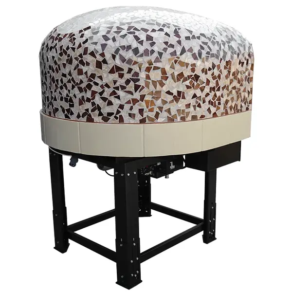 Roterende Pizzaoven | SERIE MIX-RK (MOSAIC) | Gas/Hout | 4x Ø30cm | 22kW | 230V | Div. Kleuren/Designs | Incl. Onderstel | 1450x1520x1860(h)mm