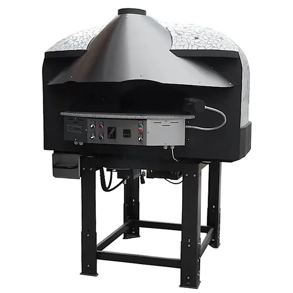 Roterende Pizzaoven | SERIE MIX-RK (MOSAIC) | Gas/Hout | 4x Ø30cm | 22kW | 230V | Div. Kleuren/Designs | Incl. Onderstel | 1450x1520x1860(h)mm