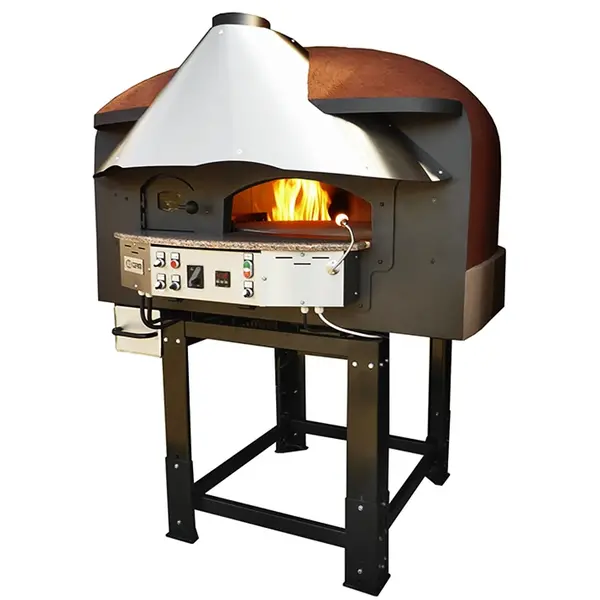 Roterende Pizzaoven | SERIE MIX-RK (SILICONE) | Gas/Hout | 4x Ø30cm | 22kW | 230V | Div. Kleuren | Incl. Onderstel | 1450x1520x1860(h)mm