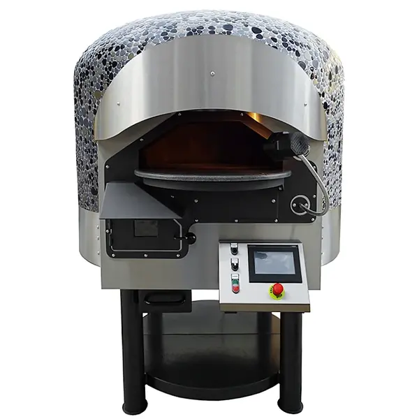 Roterende Pizzaoven | SERIE MIX-RK (MOSAIC) | Gas/Hout | 6x Ø30cm | 24kW | 230V | Div. Kleuren/Designs | Incl. Onderstel | 1470x1700x2000(h)mm