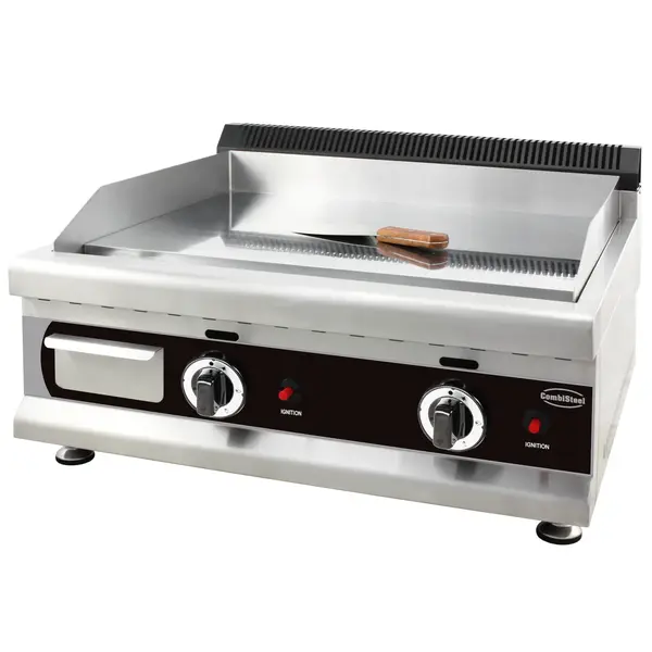Bak-/Grillplaat | Aard-/Propaangas | Glad Oppervlak 600x400 (Verchroomd) | 6kW | Piëzo Ontsteking | 650x575x365(h)mm