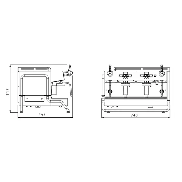 Espressomachine | RISE | RVS (Div. Kleuren) | 2 Groepen | Digitaal | 400V | 740x593x517(h)mm
