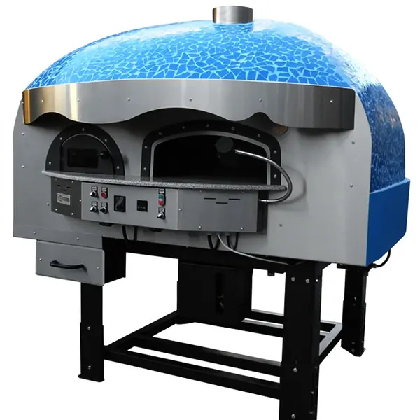 Roterende Pizzaoven | SERIE MIX-RK (MOSAIC) | Gas/Hout | 9x Ø30cm | 26kW | 230V | Div. Kleuren/Designs | Incl. Onderstel | 1960x2150x2050(h)mm