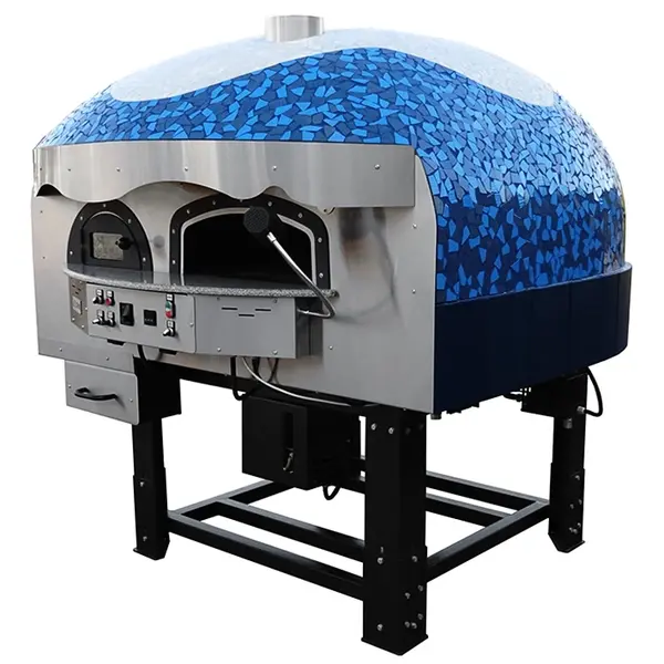 Roterende Pizzaoven | SERIE MIX-RK (MOSAIC) | Gas/Hout | 9x Ø30cm | 26kW | 230V | Div. Kleuren/Designs | Incl. Onderstel | 1960x2150x2050(h)mm