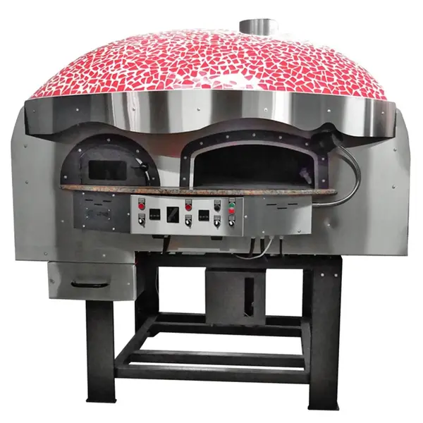 Roterende Pizzaoven | SERIE MIX-RK (MOSAIC) | Gas/Hout | 9x Ø30cm | 26kW | 230V | Div. Kleuren/Designs | Incl. Onderstel | 1960x2150x2050(h)mm