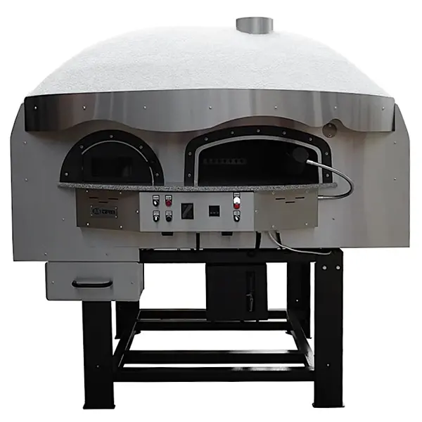 Roterende Pizzaoven | SERIE MIX-RK (SILICONE) | Gas/Hout | 9x Ø30cm | 26kW | 230V | Div. Kleuren | Incl. Onderstel | 1960x2150x2050(h)mm