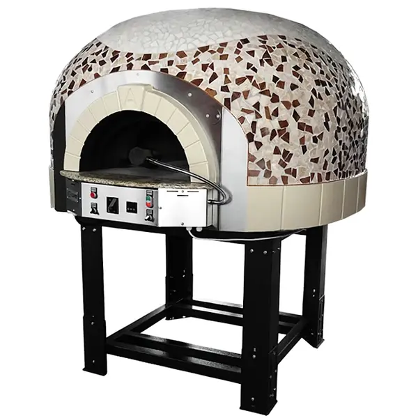 Pizzaoven | SERIE GK (MOSAIC) | Gas | 7x Ø30cm | 26kW | 230V | Div. Kleuren/Designs | Incl. Onderstel | 1710x1900x2050(h)mm