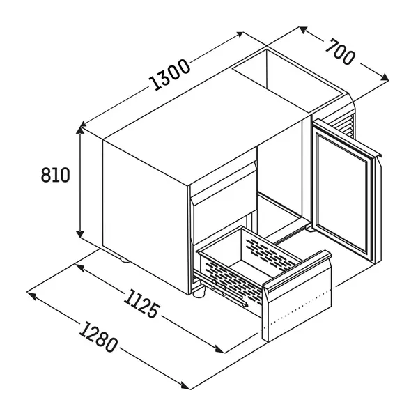 Vrieswerkbank | PERFORMANCE | 280L | 2 Deuren (1/1 GN) | -10°C/-20°C | Geforceerd | Temperatuuralarm | Zonder Werkblad | 1300x680x810(h)mm