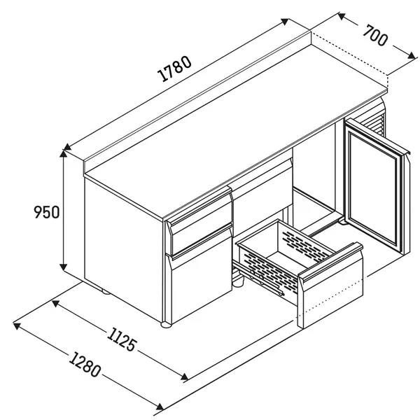 Vrieswerkbank | PERFORMANCE | 440L | 3 Deuren (1/1 GN) | -10°C/-20°C | Geforceerd | Temperatuuralarm | Achteropstand | 1780x700x950(h)mm