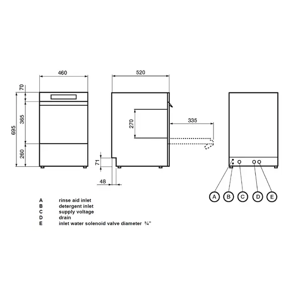 Glazenspoelmachine | SMART | Mand 400x400 | Afvoerpomp | Zeeppomp | Naglanspomp | 230V | Dubbelwandig | 460x520x695(h)mm