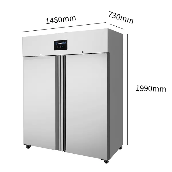 Koelkast | 1200L | RVS | -2°C/+8°C | Geforceerd | Wielen (Geremd) | 1480x730x1990(h)mm