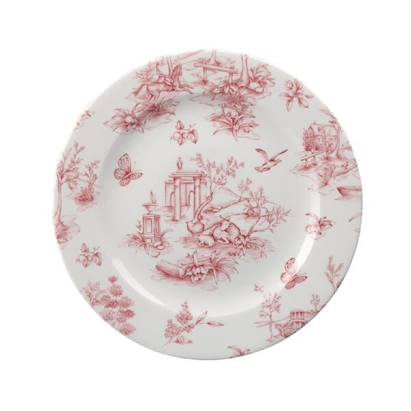 Borden | Porselein | Cranberry Toile Print | 6 Stuks | Ø210mm