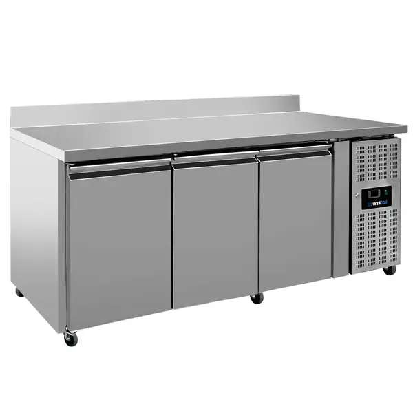 Koelwerkbank | 417L | 3 Deuren (1/1 GN) | +2°C/+8°C | Geforceerd | Achteropstand | Wielen (Geremd) | 1795x700x850/950(h)mm