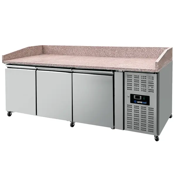 Pizzawerkbank | 580L | 3 Deuren (EN600x400) | +2°C/+8°C | Geforceerd | Wielen (Geremd) | 2020x800x850/990(h)mm