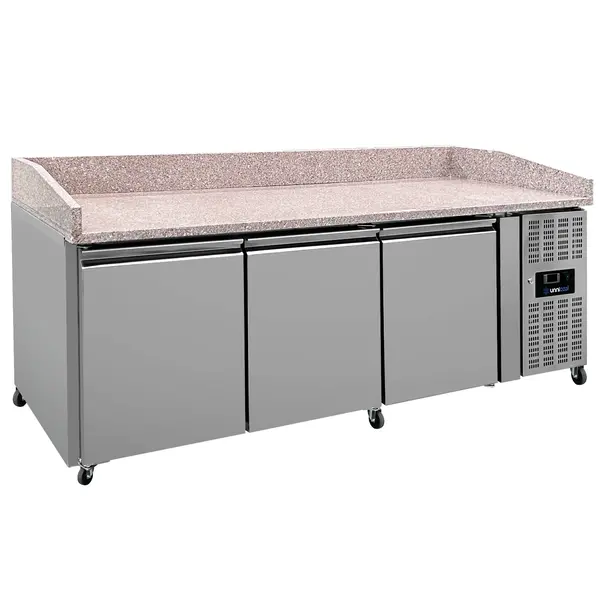 Pizzawerkbank | 580L | 3 Deuren (EN600x400) | +2°C/+8°C | Geforceerd | Wielen (Geremd) | 2020x800x850/990(h)mm