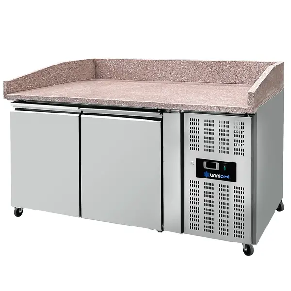 Pizzawerkbank | 390L | 2 Deuren (EN600x400) | +2°C/+8°C | Geforceerd | Wielen (Geremd) | 1510x800x850/990(h)mm