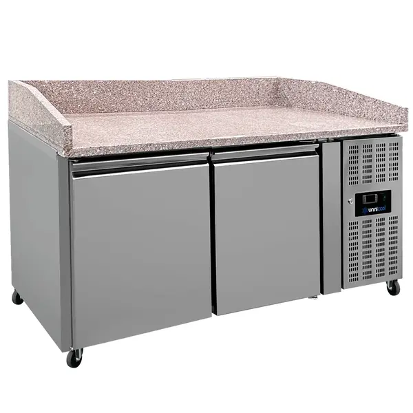Pizzawerkbank | 390L | 2 Deuren (EN600x400) | +2°C/+8°C | Geforceerd | Wielen (Geremd) | 1510x800x850/990(h)mm