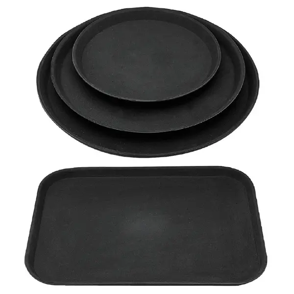 Dienbladenset | KRISTALLON | Polypropyleen | Zwart | Antislip | 12 Stuks (4 Formaten)