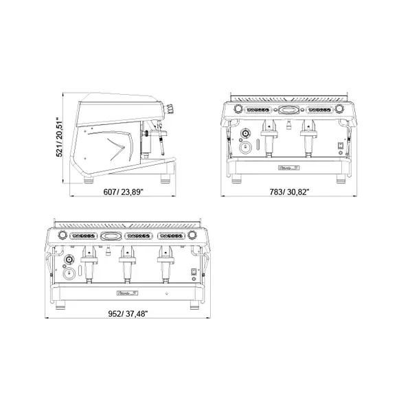 Espressomachine | VITTORIO S | Zwart | 2 Groepen | Analoog/Digitaal | 400V | 783x607x521(h)mm