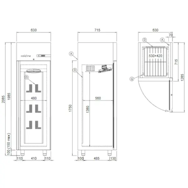 Koelkast | MASTER | 417L | RVS | 0°C/+10°C | Geforceerd | WiFi + App | 630x715x2085(h)mm
