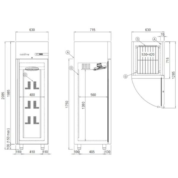 Vrieskast | MASTER | 417L | RVS | -18°C/-22°C | Geforceerd | WiFi + App | 630x715x2085(h)mm