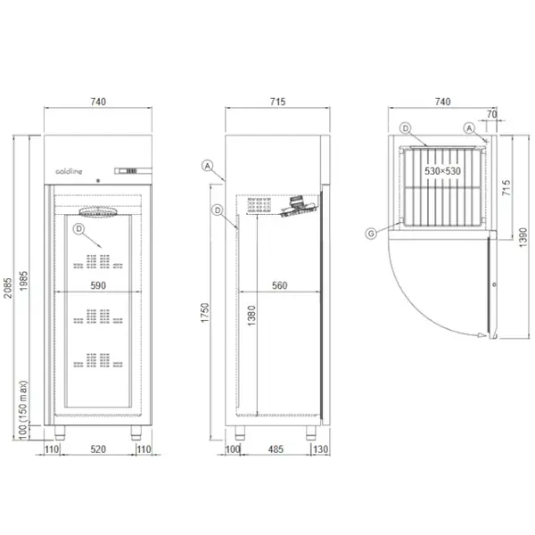 Vrieskast | MASTER | 512L | RVS | -18°C/-22°C | Geforceerd | WiFi + App | 740x715x2085(h)mm