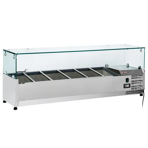 Opzetkoelvitrine | 5x 1/3 GN + 1x 1/2 GN | +2°C/+8°C | 1500x395x440(h)mm