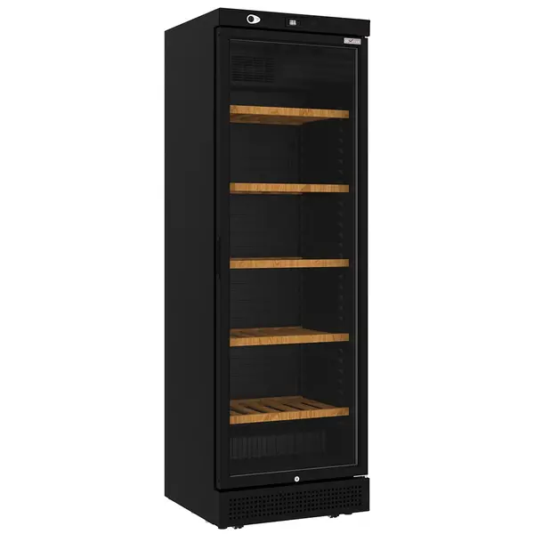Wijnkoelkast | 382L (118x 75cl) | Zwart | 1 Zone | +7°C/+20°C | Geforceerd | Wielen | 600x618x1863(h)mm