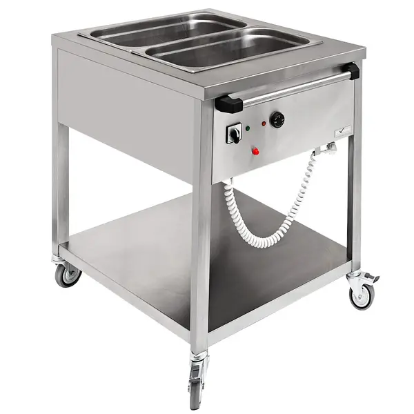 Bain-Marie Wagen | Elektrisch | 2x 1/1 GN | 0°C/90°C | 1.5kW (230V) | Aftapkraan | 910x660x870(h)mm