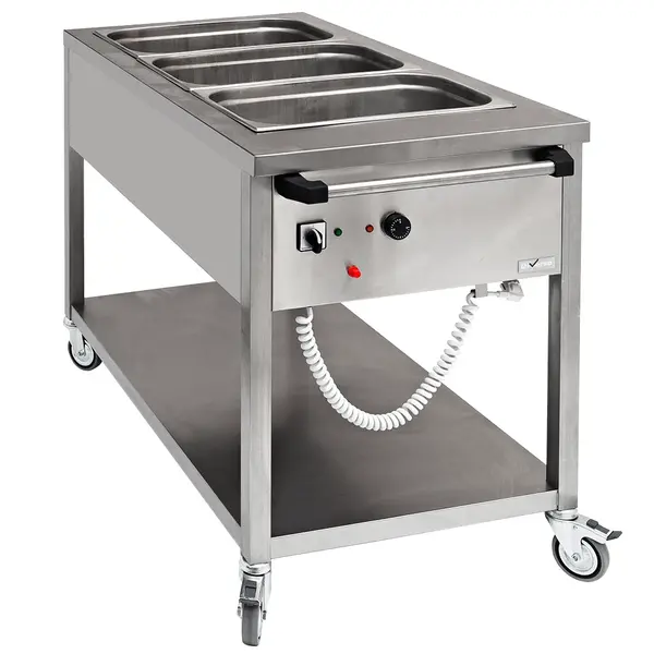 Bain-Marie Wagen | Elektrisch | 3x 1/1 GN | 0°C/90°C | 1.75kW (230V) | Aftapkraan | 1240x660x870(h)mm